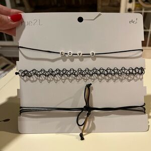 Rue21 Black Choker Necklace Set with Lace and Bow Details